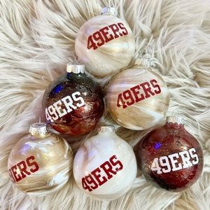 New Hand made Epoxy Christmas Ornaments San Francisco 49ers set of 6 NEW